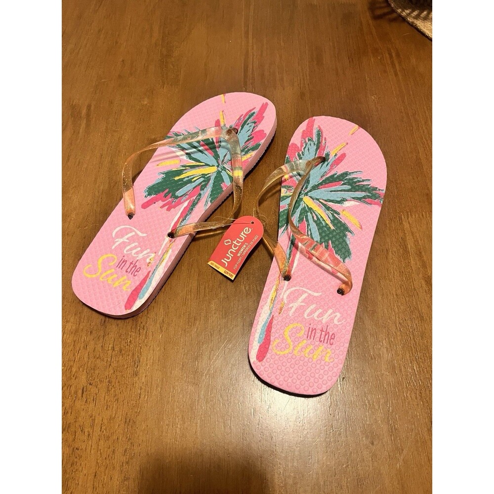 Juncture PINK Fun In The Sun Flip Flops Large Women’s Size 9-10 NEW WITH TAG